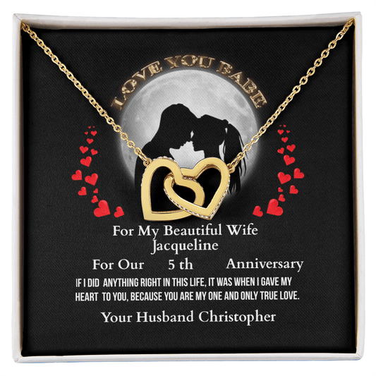 ShineOn Fulfillment Jewelry-18K-Yellow-Gold-Finish-Interlocking-hearts-Pendant-Necklace-in-Standard-Box-Anniversary-Necklace-Gift-for-Wife