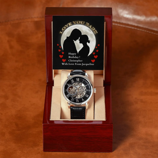 ShineOn Customizer Men's Openwork Watch Birthday Gift for Boyfriend/Lover/Husband / Default / Luxury Box w/LED Mens Openwork Watch Birthday Gift for Boyfriend /Lover/ Husband