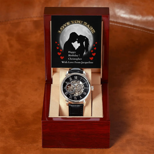 ShineOn Customizer Men's Openwork Watch Birthday Gift for Boyfriend or Husband / Default / Luxury Box w/LED Men's Openwork Watch Birthday Gift for Boyfriend/Husband/Lover