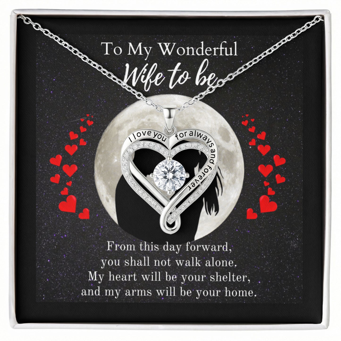 ShineOn-Fulfillment-Jewelry-14k-White-Gold-Finish-Love-you-always-engraved-heart-pendant-necklace-in-Standard-Gift-Box-Wedding-Gift-for-bride-from-groom-with-Personalized-gift-box-card.

