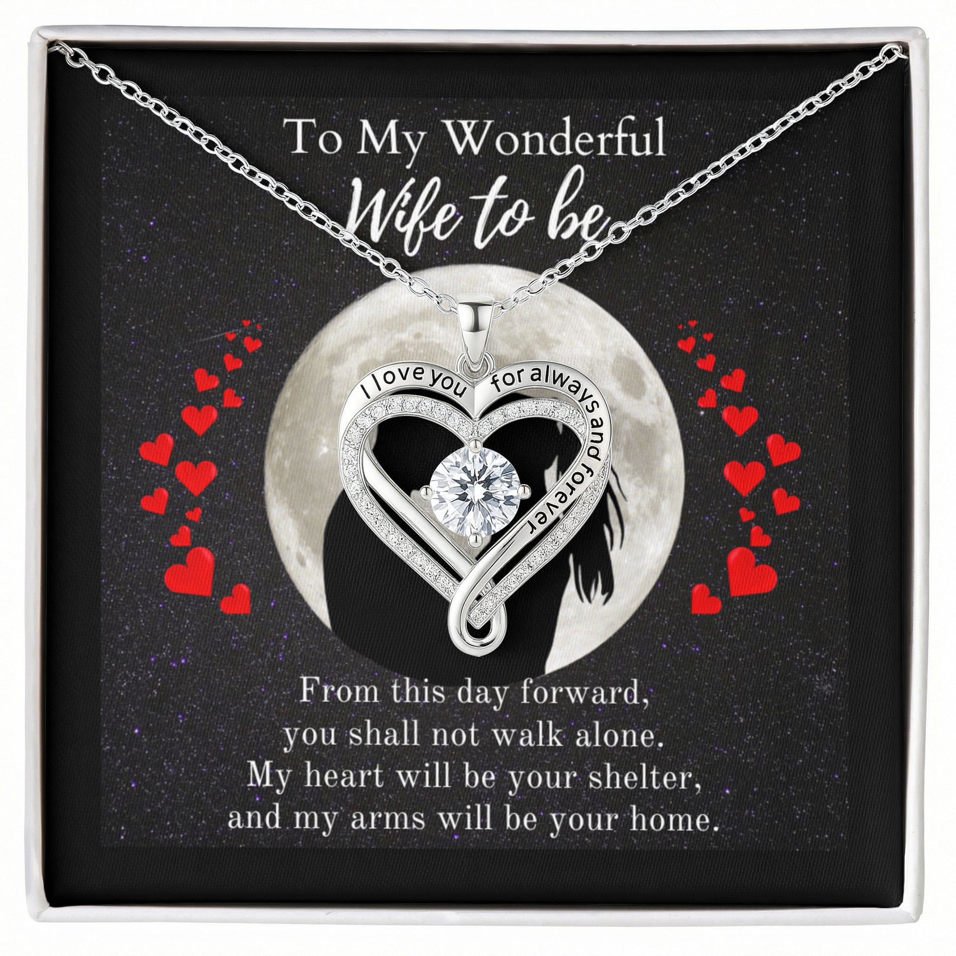 ShineOn-Fulfillment-Jewelry-14k-White-Gold-Finish-Love-you-always-engraved-heart-pendant-necklace-in-Standard-Gift-Box-Wedding-Gift-for-bride-from-groom-with-Personalized-gift-box-card.

