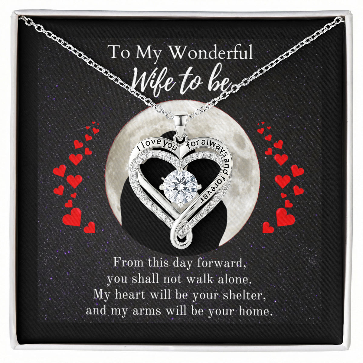 ShineOn-Fulfillment-Jewelry-14k-White-Gold-Finish-Love-you-always-engraved-heart-pendant-necklace-in-Standard-Gift-Box-Wedding-Gift-for-bride-from-groom-with-Personalized-gift-box-card.
