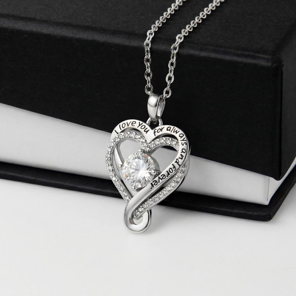 picture-of-14k-White-Gold-Finish-Love-you-always-engraved-heart-pendant-necklace-draped-over-a-standard-gift-box

