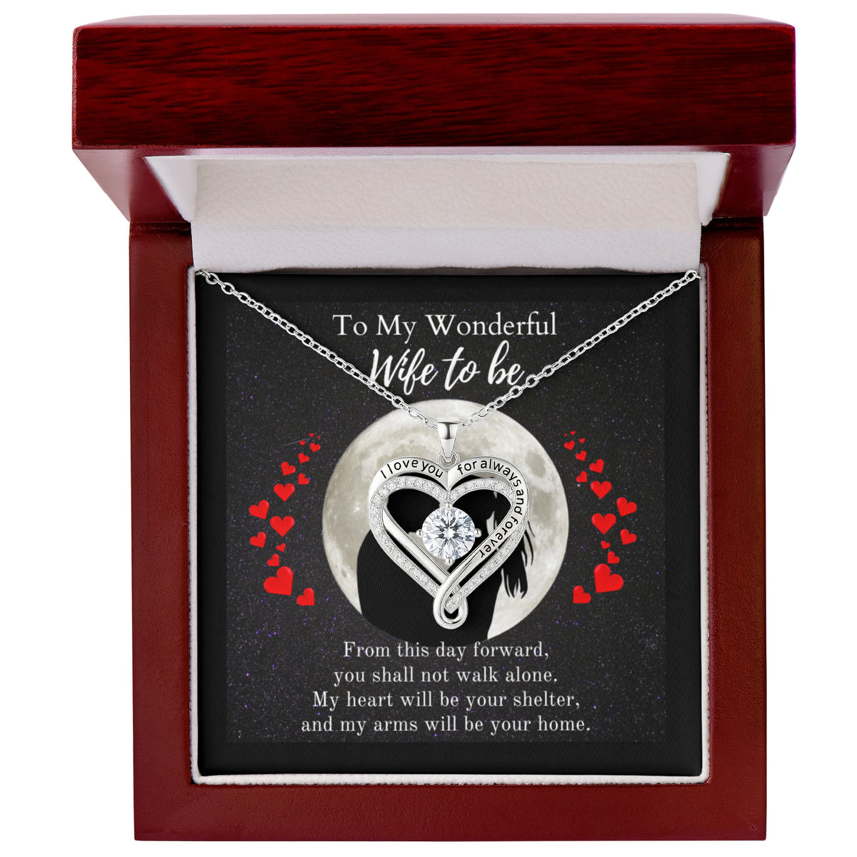 ShineOn-Fulfillment-Jewelry-14k-White-Gold-Finish-Love-you-always-engraved-heart-pendant-necklace-in-Luxury-Gift-Box-Wedding-Gift-for-bride-from-groom-with-Personalized-gift-box-car
