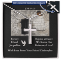 polished-stainless-steel-christian-cross-with- military-style-ball-chain-necklace-in-standard-jewelry-gift-box with-arrow-pointing-to-rear-of-cross-to-indicate-it-can-be-engraved-with-message