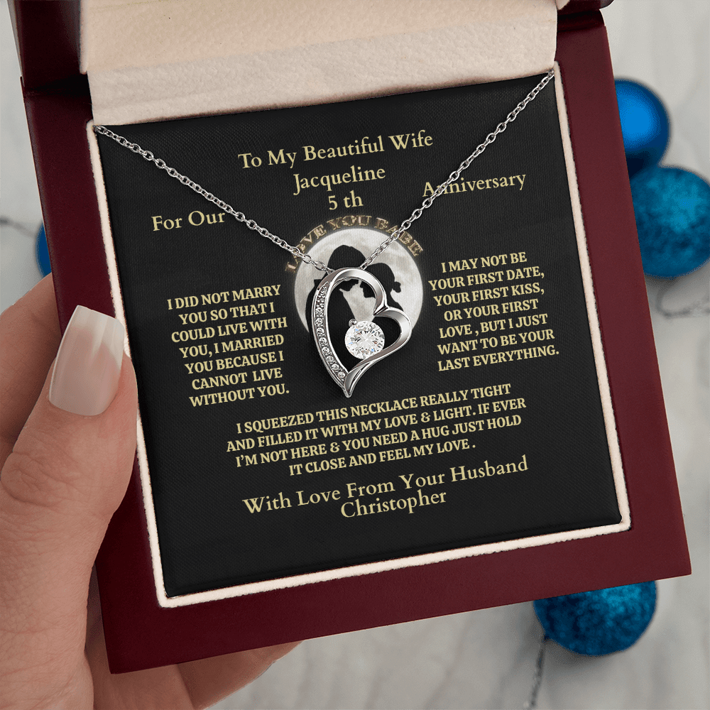 ShineOn-Fulfillment-Jewelry-14k White Gold Finish-Interlocking-hearts-Pendant-Necklace-in-Luxury-Box-Necklace-Anniversary-Gift-for-Wife