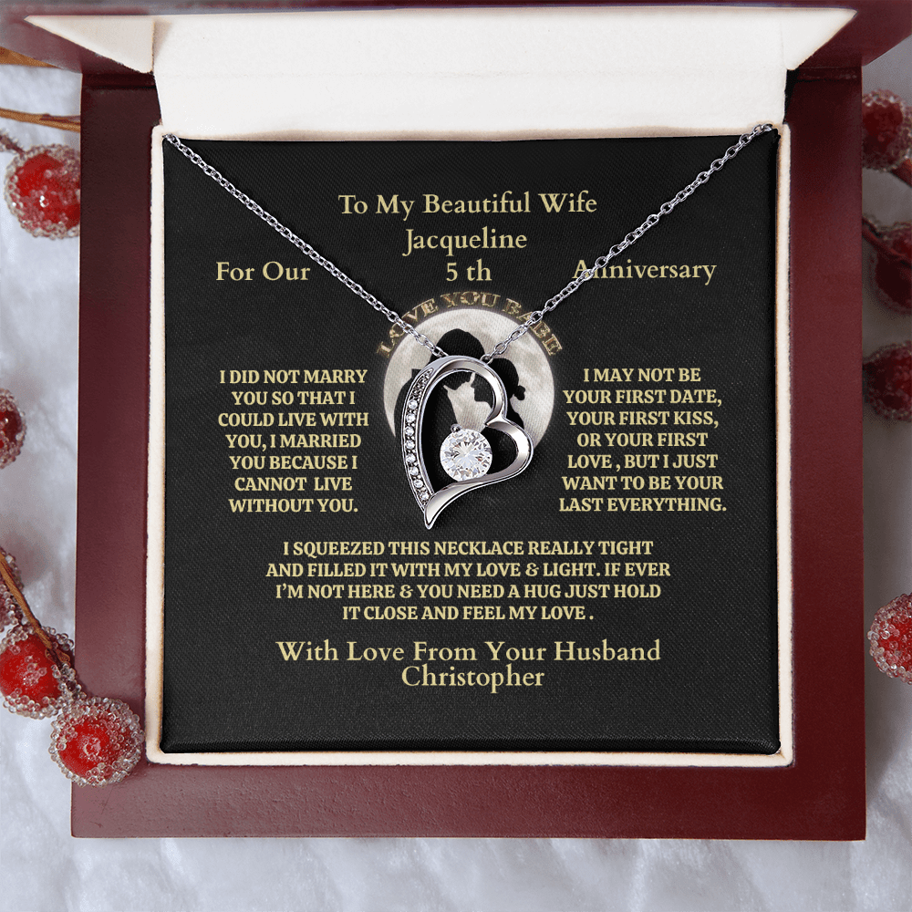 ShineOn-Fulfillment-Jewelry-14k White Gold Finish-Interlocking-hearts-Pendant-Necklace-in-Luxury-Box-Necklace-Anniversary-Gift-for-Wife