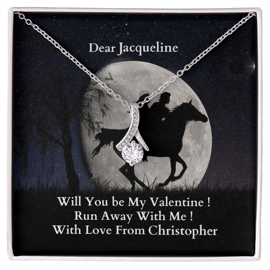 Elopement Proposal Valentines day gift for girlfriend, Alluring beauty pendant necklace, in Yellow or White Gold.