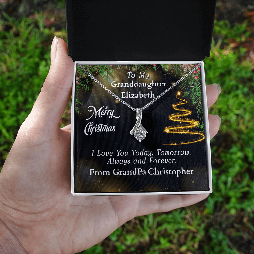 ShineOn-Fulfillment-Jewelry-14k-White-Gold-Finish-Alluring-Beauty-Pendant-necklace-in-Standard-Gift-Box-Christmas-necklace-Gift-for-Granddaughter-with-Personalized-gift-box-card.

