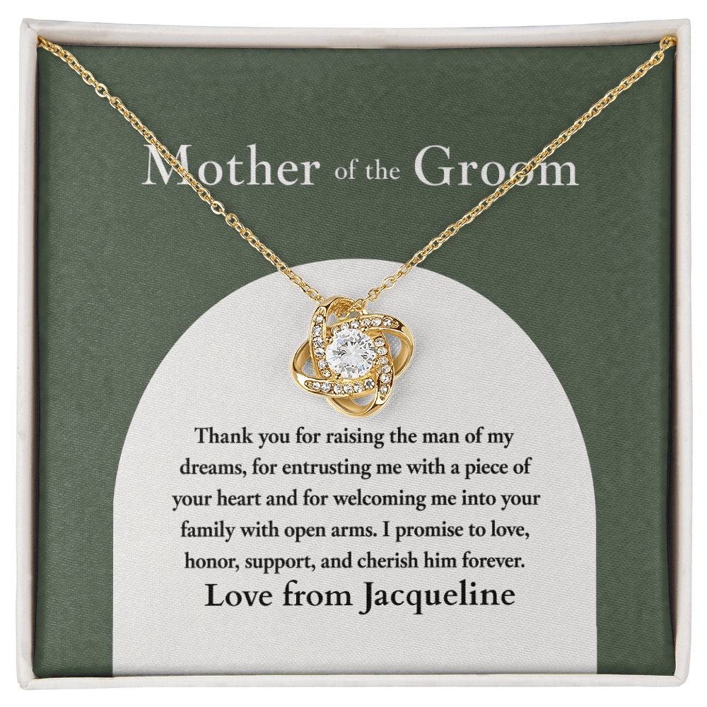 ShineOn-Fulfillment-Jewelry-18K-Yellow-Gold-Finish-Love-Knot-Pendant-necklace-in-Standard-Gift-Box-Wedding-gift-for-mother-of-groom-with-Personalized-gift-box-card. 
