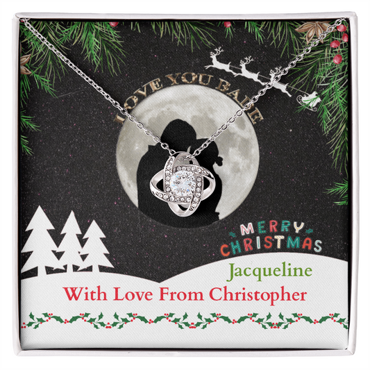 
ShineOn-Fulfillment-Jewelry-14k-White-Gold-Finish-Love-Knot-Pendant-Necklace-in-Standard-Gift-Box-Christmas-necklace-gift-for girl.

