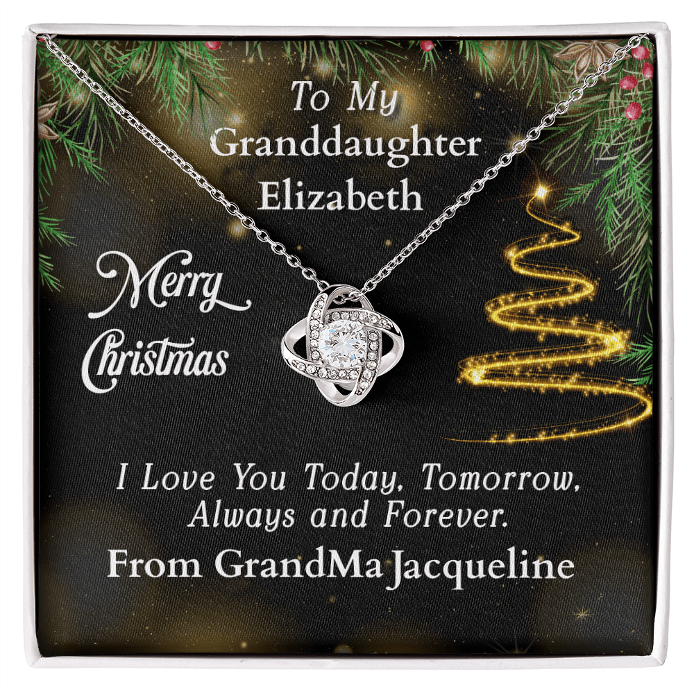 ShineOn-Fulfillment-Jewelry-14k-White-Gold-Finish-Love-Knot-Pendant-necklace-in-Standard-Gift-Box-Christmas-necklace-Gift-for-Granddaughter-with-Personalized-gift-box-card.

