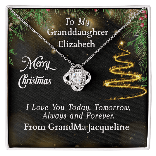 ShineOn-Fulfillment-Jewelry-14k-White-Gold-Finish-Love-Knot-Pendant-necklace-in-Standard-Gift-Box-Christmas-necklace-Gift-for-Granddaughter-with-Personalized-gift-box-card.

