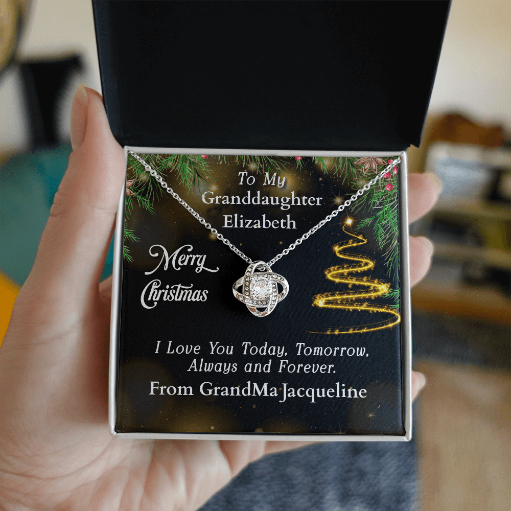 ShineOn-Fulfillment-Jewelry-14k-White-Gold-Finish-Love-Knot-Pendant-necklace-in-Standard-Gift-Box-Christmas-necklace-Gift-for-Granddaughter-with-Personalized-gift-box-card.

