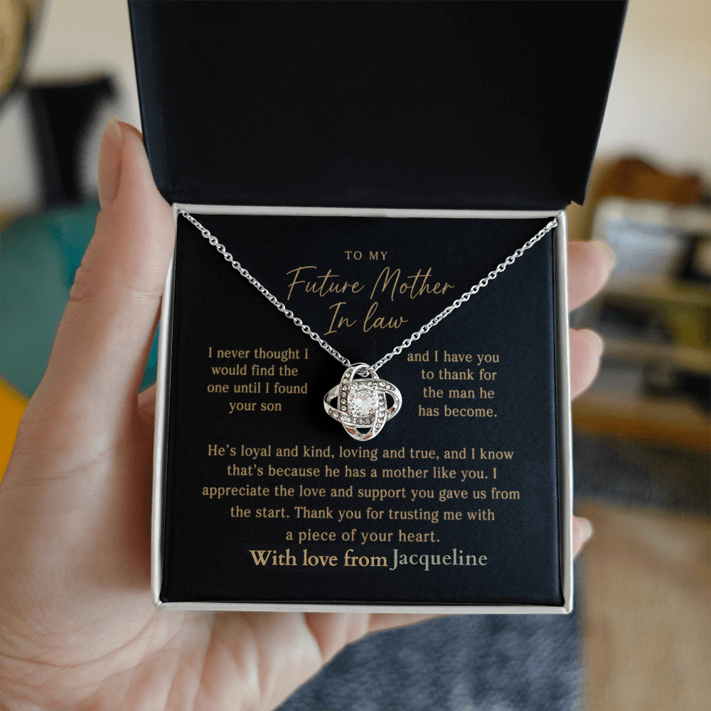 ShineOn-Fulfillment-Jewelry-14k-White-Gold-Finish-Love-Knot-Pendant-necklace-in-Standard-Gift-Box-Wedding-gift-for-mother-of-groom-with-Personalized-gift-box-card.

