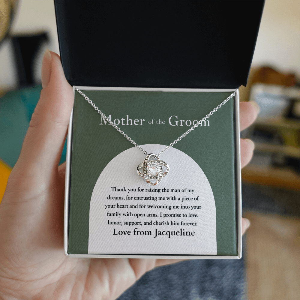 ShineOn-Fulfillment-Jewelry-14k-White-Gold-Finish-Love-Knot-Pendant-necklace-in-Standard-Gift-Box-Wedding-gift-for-mother-of-groom-with-Personalized-gift-box-card.
