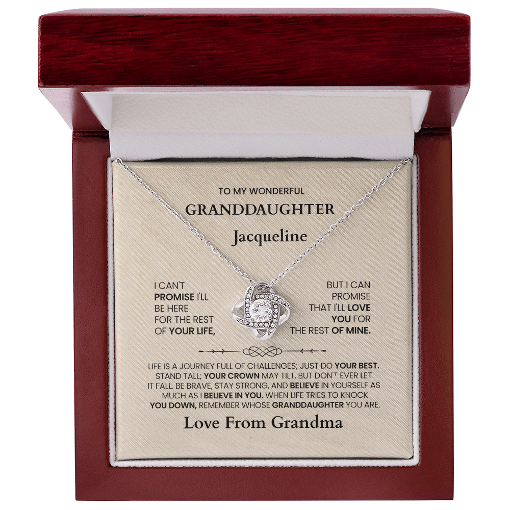 ShineOn-Fulfillment-Jewelry-14k-White-Gold-Finish-Love-Knot-Pendant-necklace-in-Luxury-Gift-Box-Necklace-gift-for- Granddaughter-with-Personalized-gift-box-card.
