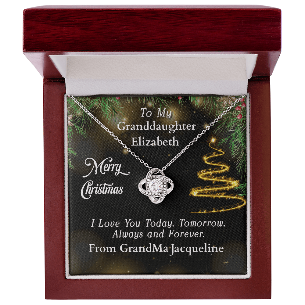 ShineOn-Fulfillment-Jewelry-14k-White-Gold-Finish-Love-Knot-Pendant-necklace-in-Luxury-Gift-Box-Christmas-necklace-Gift-for-Granddaughter-with-Personalized-gift-box-card. 
