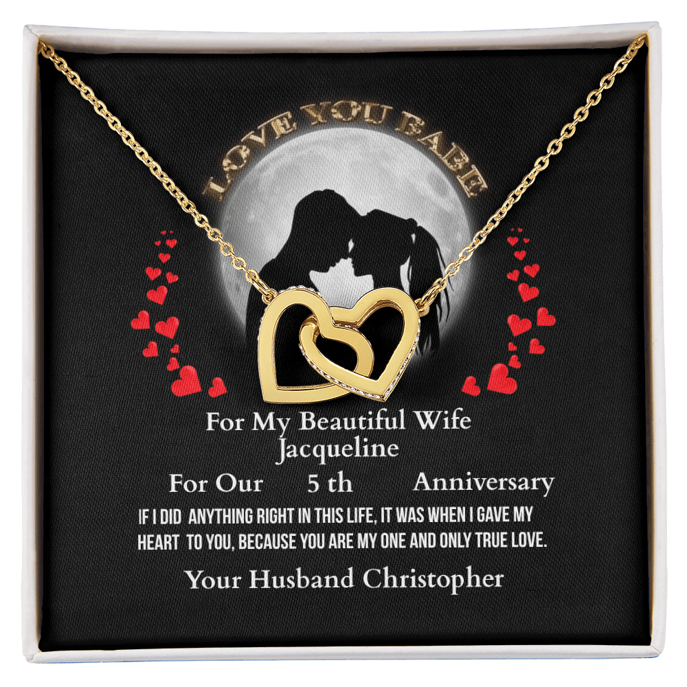 ShineOn Fulfillment Jewelry-18K-Yellow-Gold-Finish-Interlocking-hearts-Pendant-Necklace-in-Standard-Box-Anniversary-Necklace-Gift-for-Wife 