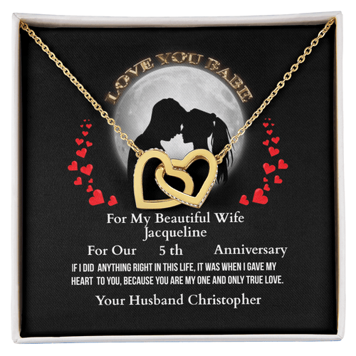ShineOn Fulfillment Jewelry-18K-Yellow-Gold-Finish-Interlocking-hearts-Pendant-Necklace-in-Standard-Box-Anniversary-Necklace-Gift-for-Wife 