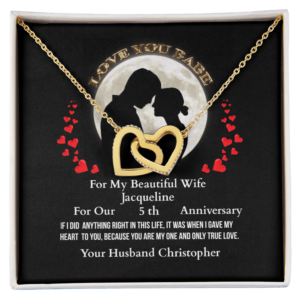 ShineOn Fulfillment Jewelry-18K-Yellow-Gold-Finish-Interlocking-hearts-Pendant-Necklace-in-Standard-Box-Anniversary-Necklace-Gift-for-Wife. 
