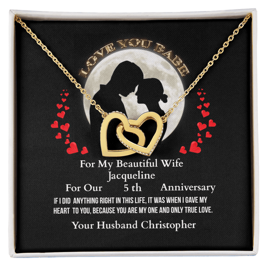 ShineOn Fulfillment Jewelry-18K-Yellow-Gold-Finish-Interlocking-hearts-Pendant-Necklace-in-Standard-Box-Anniversary-Necklace-Gift-for-Wife. 