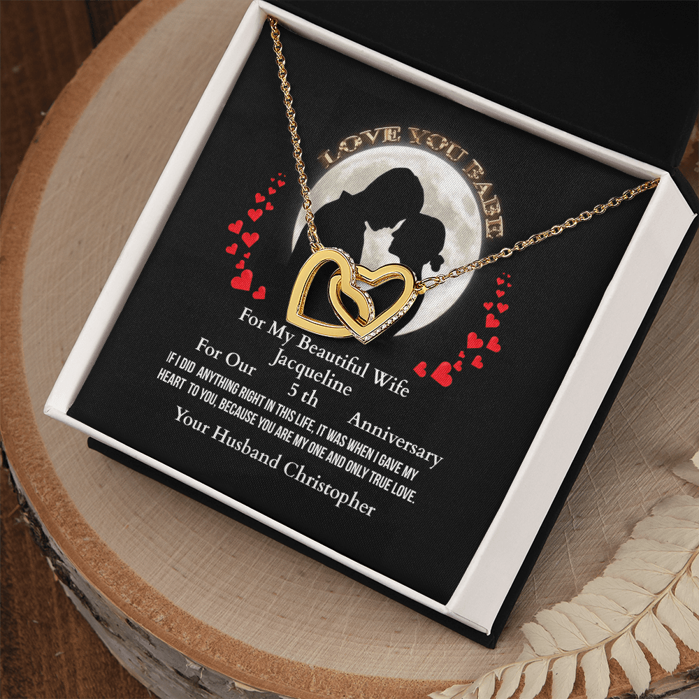 ShineOn Fulfillment Jewelry-18K-Yellow-Gold-Finish-Interlocking-hearts-Pendant-Necklace-in-Standard-Box-Anniversary-Necklace-Gift-for-Wife. 