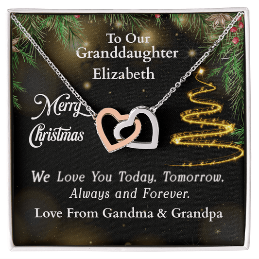 ShineOn-Fulfillment-Jewelry-14k-White-Gold-Finish-Interlocking-Hearts-Pendant-necklace-in-Standard-Gift-Box-Christmas-necklace-Gift-for-Granddaughter-with-Personalized-gift-box-card.
