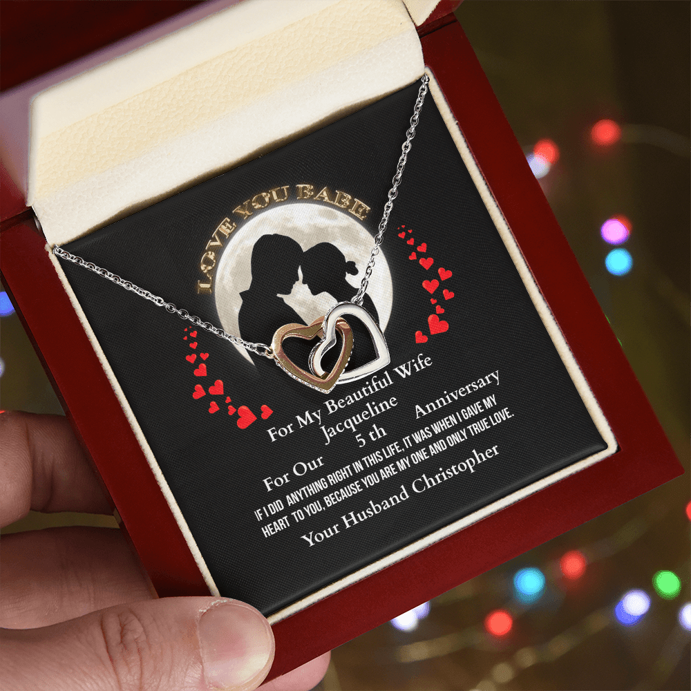 ShineOn-Fulfillment-Jewelry-14k White Gold Finish-Interlocking-hearts-Pendant-Necklace-in-Luxury-Box-Anniversary-Necklace-Gift-for-Wife. 