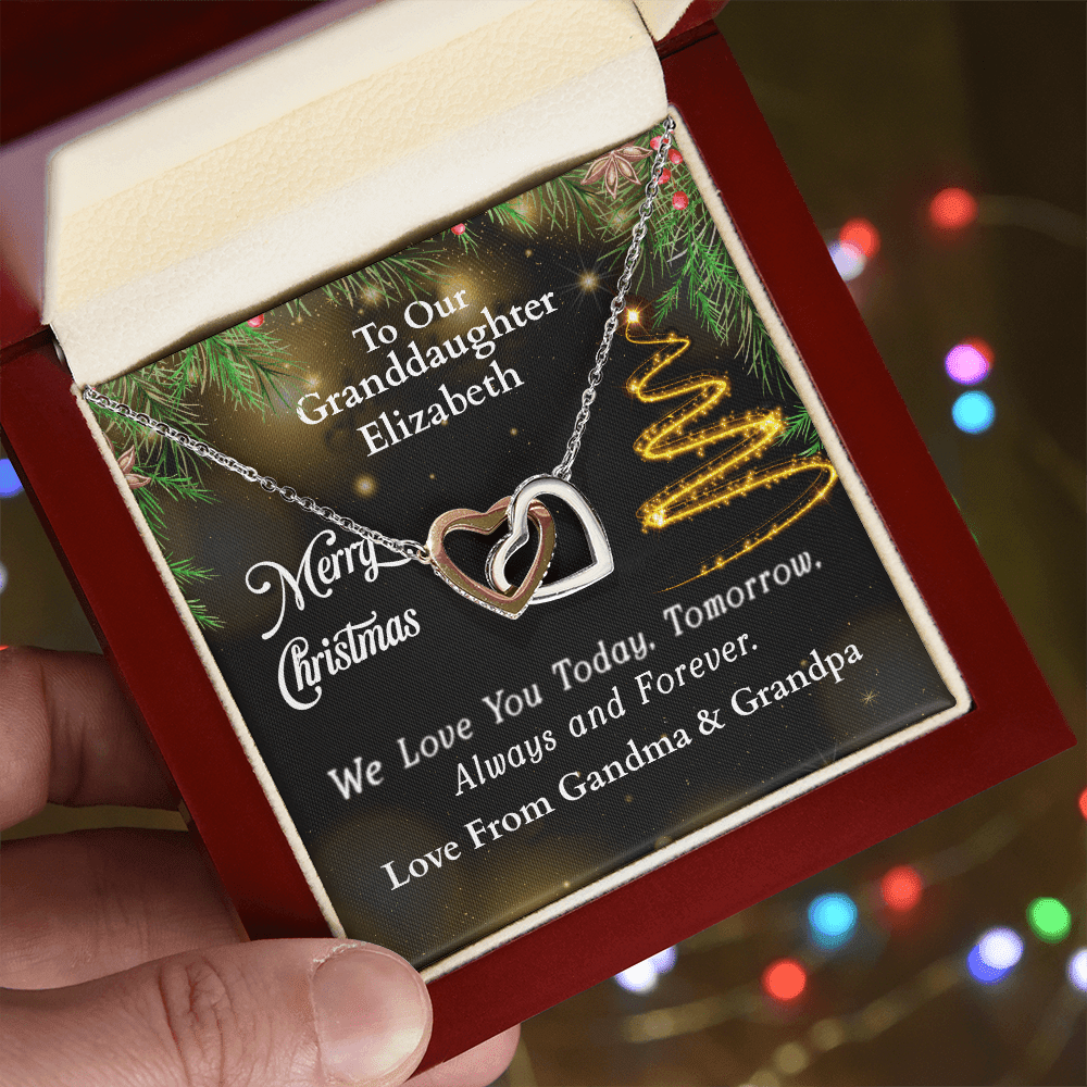 ShineOn-Fulfillment-Jewelry-14k-White-Gold-Finish-Interlocking-Hearts-Pendant-necklace-in-Luxury-Gift-Box-Christmas-necklace-Gift-for-Granddaughter-with-Personalized-gift-box-card. 