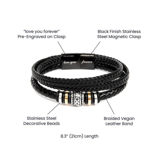 Men-Leather-Bracelet- on- white- back -ground.