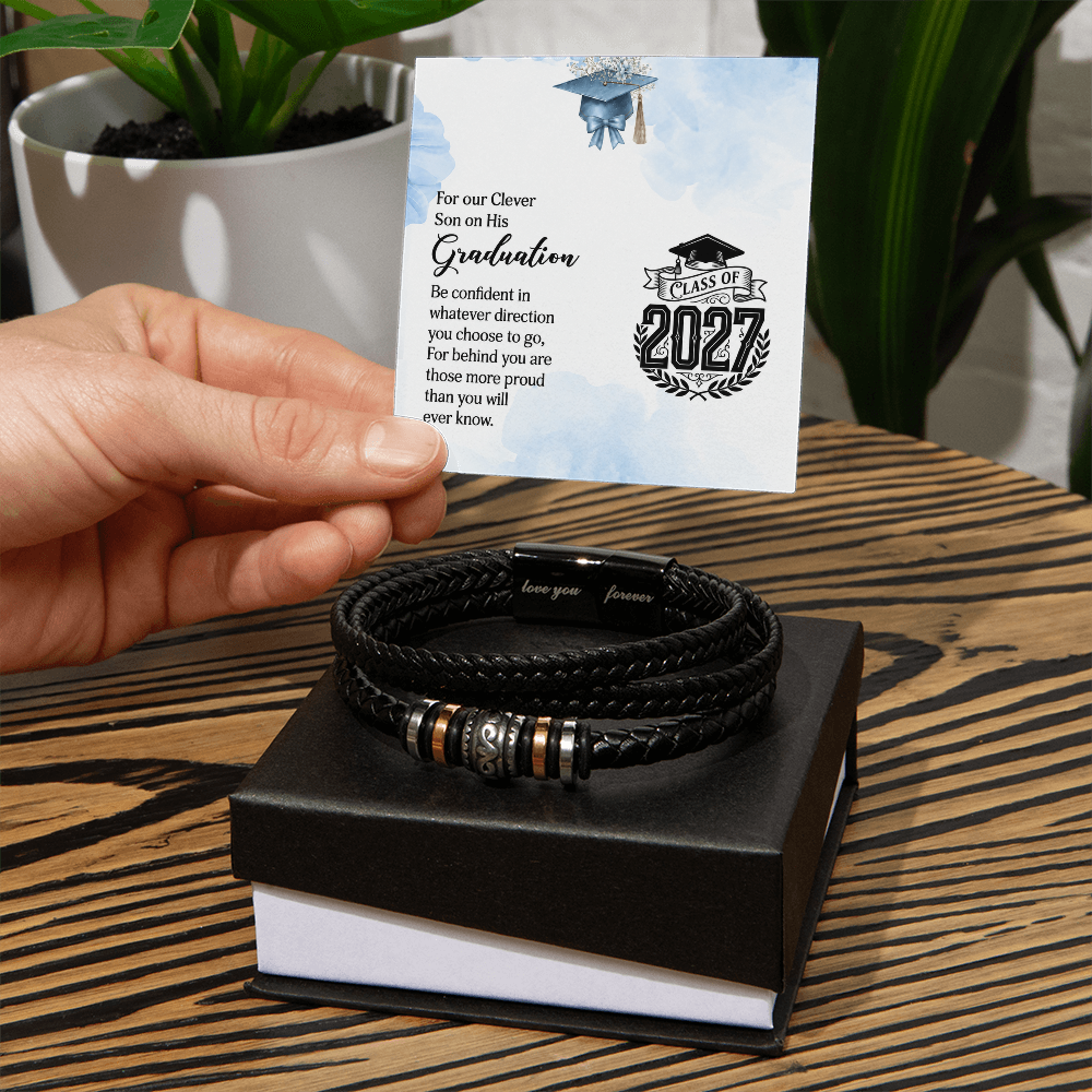 ShineOn-Fulfillment-Jewelry-Mens-leather-Bracelet-in-Two-Tone-Gift-Box-Leather-bracelet-Graduation-Gift-for-Son
