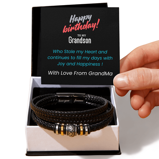 ShineOn-Fulfillment-Jewelry-Mens-Leather-bracelet-in-Two-Tone-Gift-box- Leather-bracelet-Birthday-Gift-for-GrandSon.