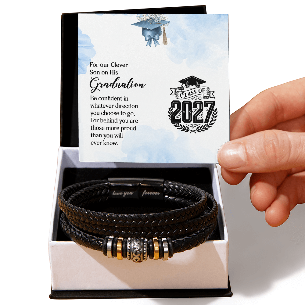 ShineOn-Fulfillment-Jewelry-Mens-leather-Bracelet-in-Two-Tone-Gift-Box-Leather-bracelet-Graduation-Gift-for-Son
