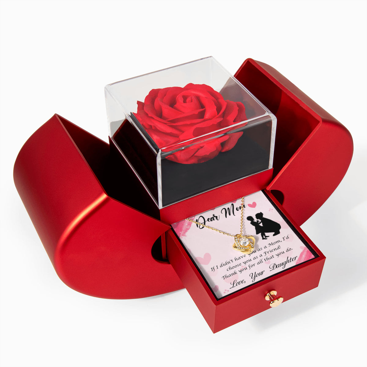 ShineOn-Fulfillment-Jewelry-18k-Yellow-Gold-Finish-Forever-Love-Knot-Pendant-Necklace-in- Red-Heart-Rose-Gift-Box- Mothers-day-necklace-for-Mom-from Daughter. 