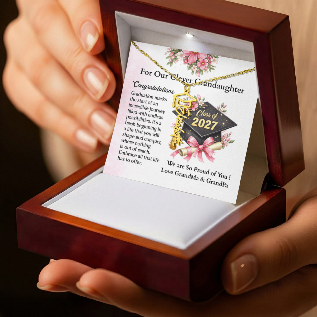 ShineOn-Fulfillment-Jewelry-18K-Yellow-Gold-Finish-Graduation-cap-name-necklace-in-Luxury-gift-box- with-Led-Graduation-Jewelry-gift-for-Granddaughter