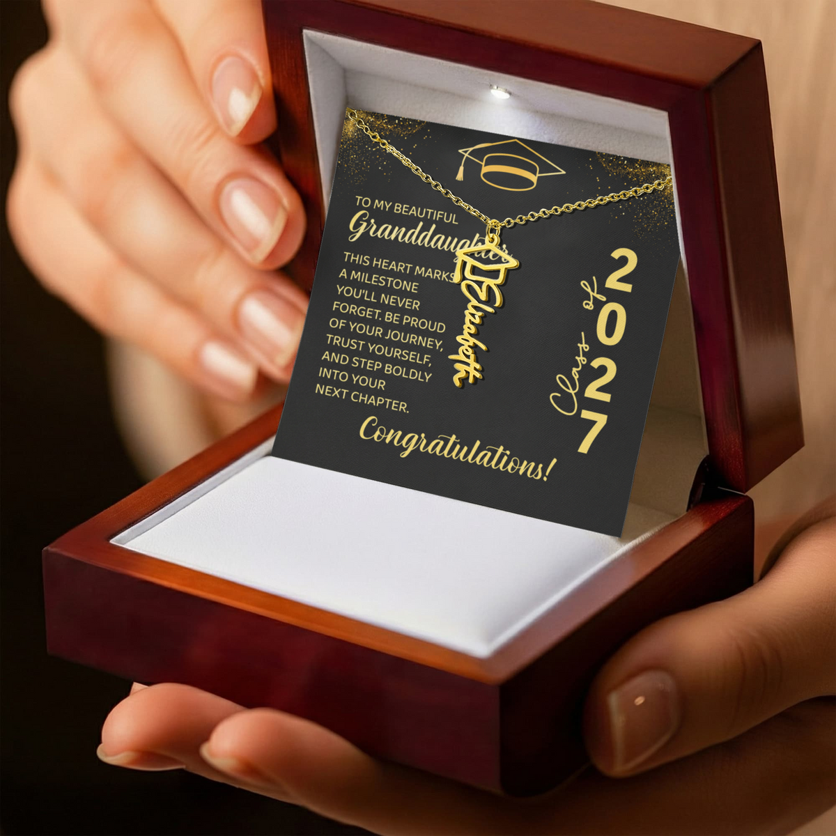 ShineOn-Fulfillment-Jewelry-18K-Yellow-Gold-Finish-Graduation-cap-name-necklace-in-Luxury-gift-box- with-Led-Graduation-Jewelry-gift-for-Granddaughter