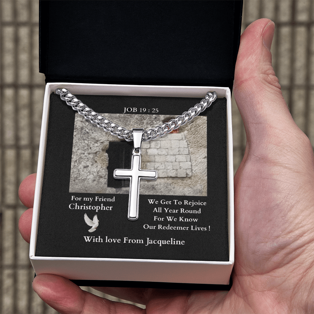 ShineOn-Fulfillment-Jewelry- Standard-Box- Polished-Stainless-Steel-Christian-Cross-Necklace-gift-for-Friend-from-Friend.