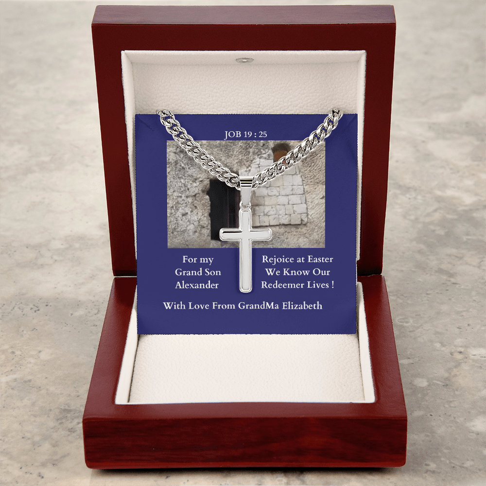 ShineOn-Fulfillment-Jewelry-Luxury Box-Polished-Stainless-Steel-Christian-Cross-Necklace-for-Grand-Son

