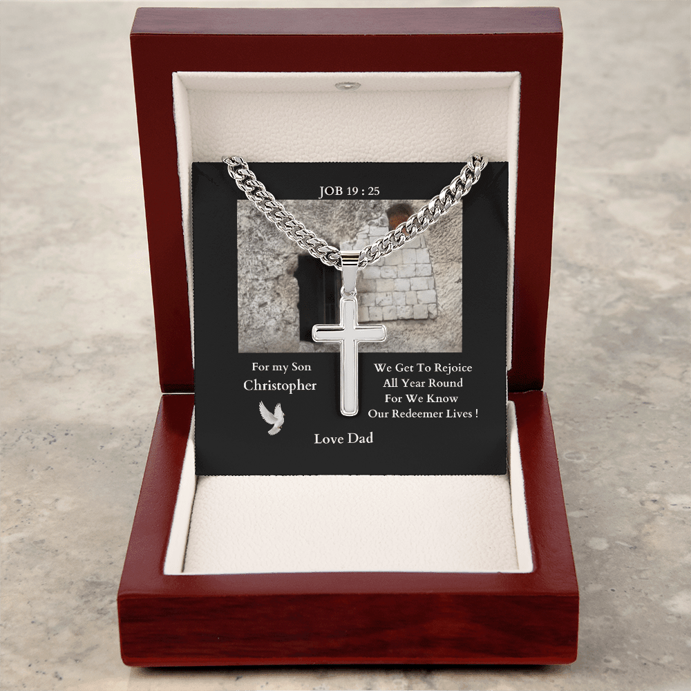ShineOn-Fulfillment-Jewelry-Luxury Box-Polished-Stainless-Steel-Christian-Cross-Necklace-gift-for-Son-from-dad-or-Mom.
