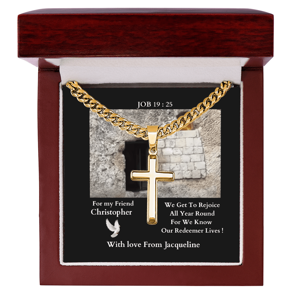 ShineOn-Fulfillment-Jewelry-Luxury-Box-18K-Yellow-Gold-Finish-Christian-Cross-Necklace -gift-for-Friend-from-Friend.

