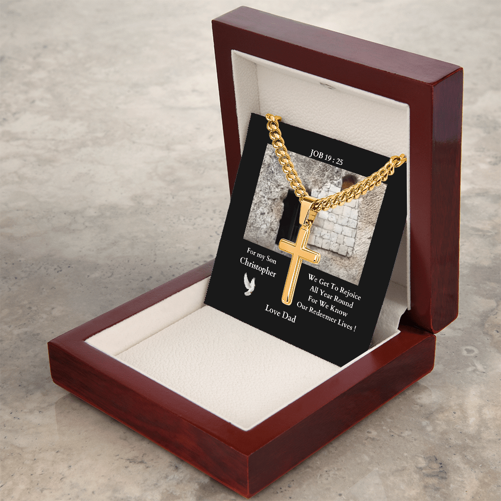 ShineOn-Fulfillment-Jewelry-Luxury-Box-18K-Yellow-Gold-Finish-Christian-Cross-Necklace -gift-for-Son-from-dad-or-Mom.

