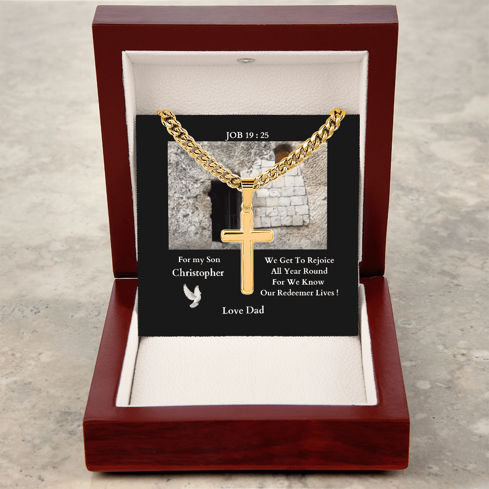 ShineOn-Fulfillment-Jewelry-Luxury-Box-18K-Yellow-Gold-Finish-Christian-Cross-Necklace -gift-for-Son-from-dad-or-Mom.
