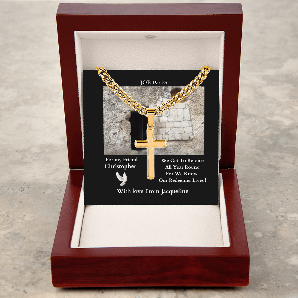 ShineOn-Fulfillment-Jewelry-Luxury-Box-18K-Yellow-Gold-Finish-Christian-Cross-Necklace -gift-for-Friend-from-Friend.
