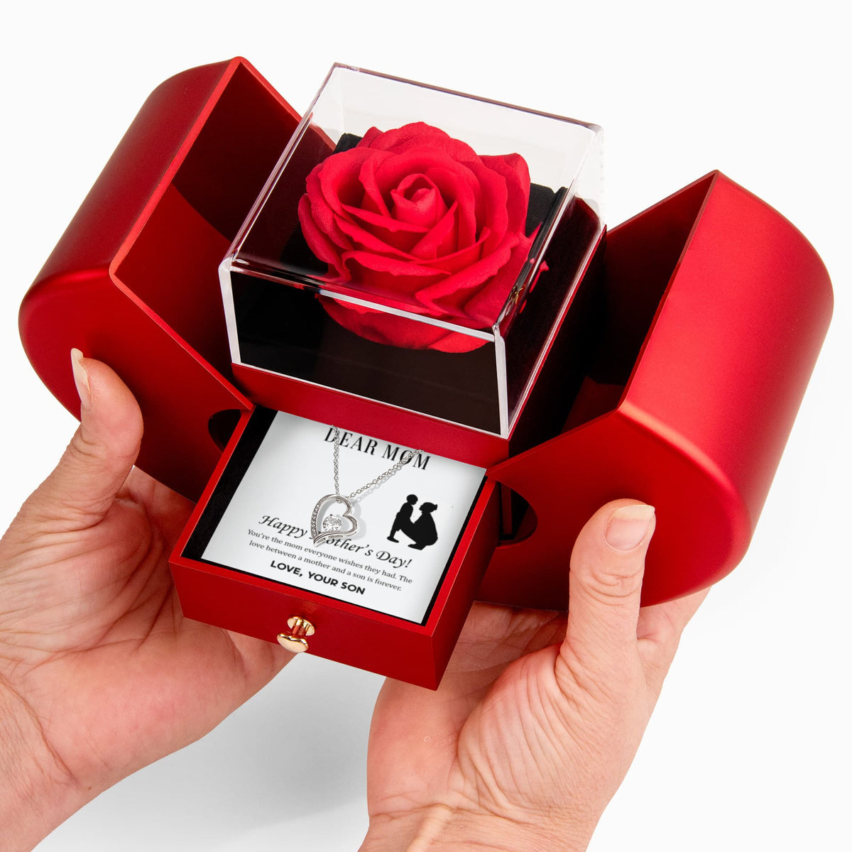 ShineOn-Fulfillment-Jewelry-14k-White-Gold-Finish-Forever-Love-Heart-Pendant-Necklace-in-Red-Heart-Rose-Gift-Box- Mothers-day-necklace-for-Mom-from Son.