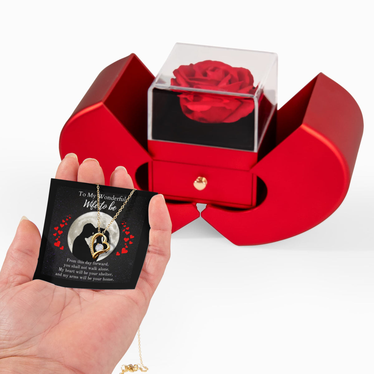 ShineOn-Fulfillment-Jewelry-18k-Yellow-Gold-Finish-Forever-Love-Heart-Pendant-Necklace-in- Red-Heart-shaped-Rose-Gift-Box-Wedding-gift-for-bride.
