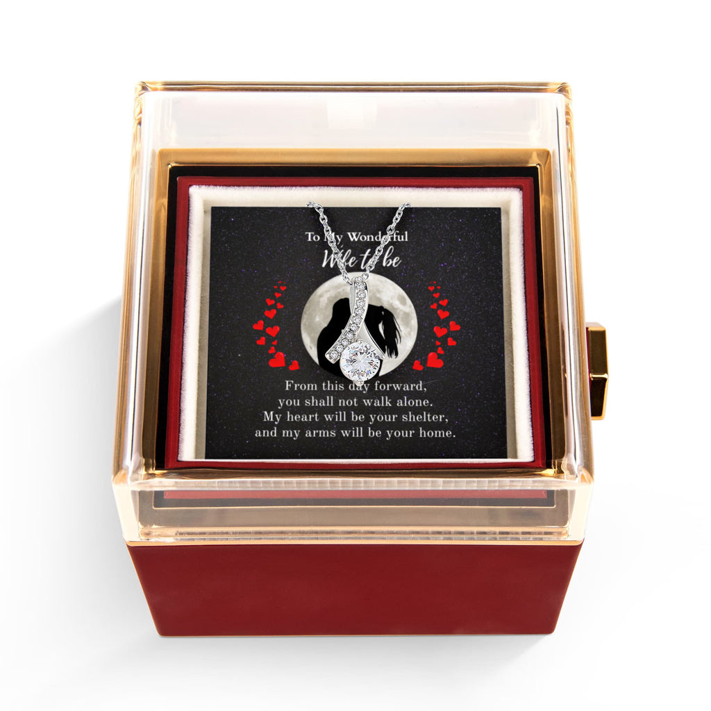 Shine On fulfillment-14K-white-gold-Alluring-Beauty-pendant-necklace-in-Rotating-Rose-Gift-Box-Wedding-Gift-for-Bride-from-Groom.
