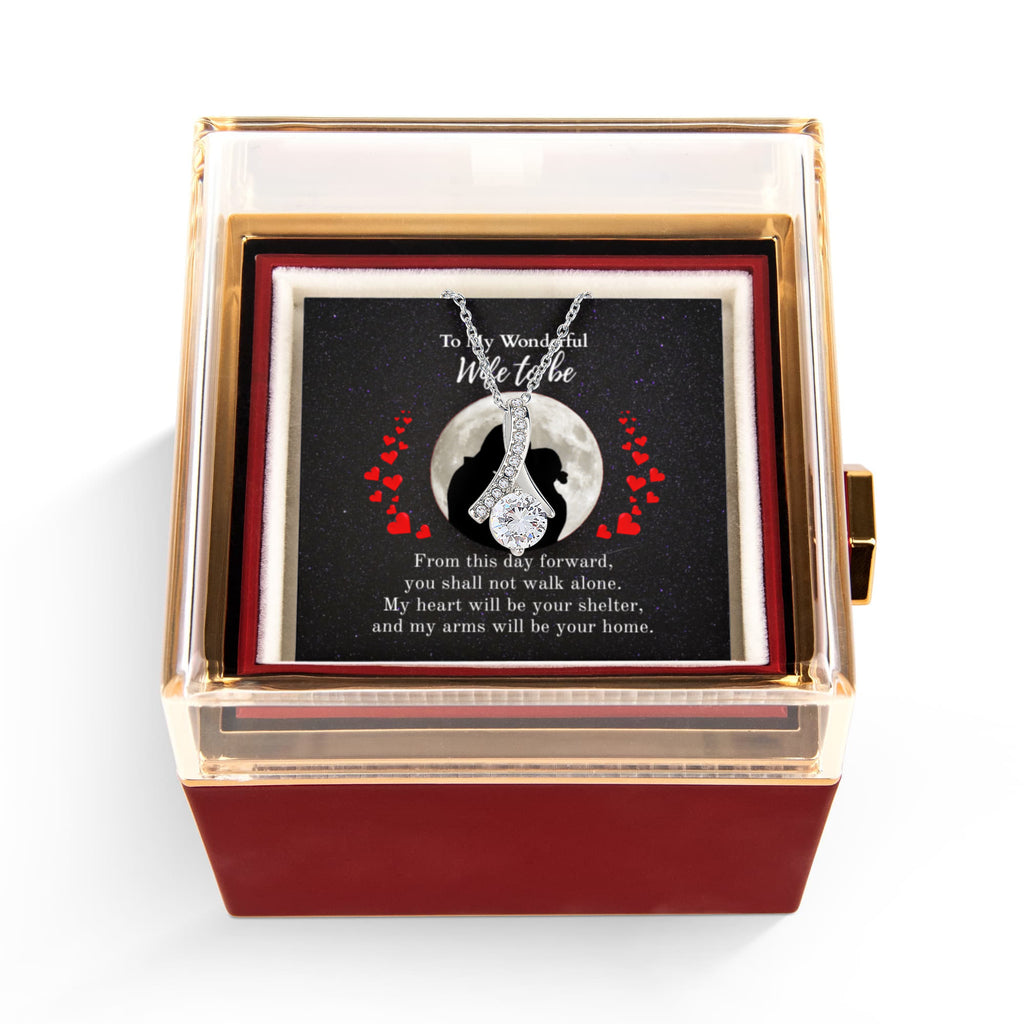 Shine On fulfillment-14K-white-gold-Alluring-Beauty-pendant-necklace-in-Rotating-Rose-Gift-Box-Wedding-Gift-for-Bride-from-Groom.


