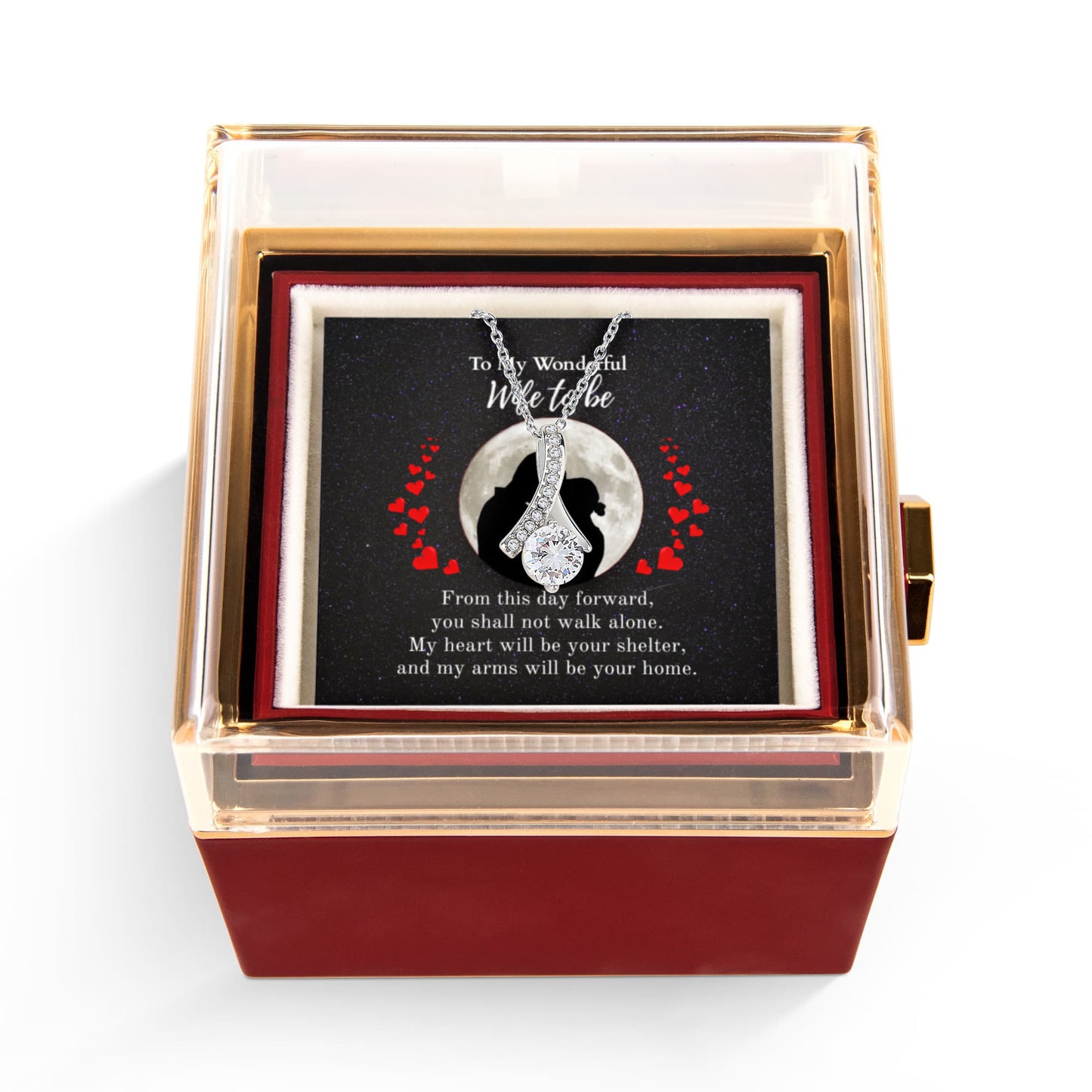 Shine On fulfillment-14K-white-gold-Alluring-Beauty-pendant-necklace-in-Rotating-Rose-Gift-Box-Wedding-Gift-for-Bride-from-Groom.

