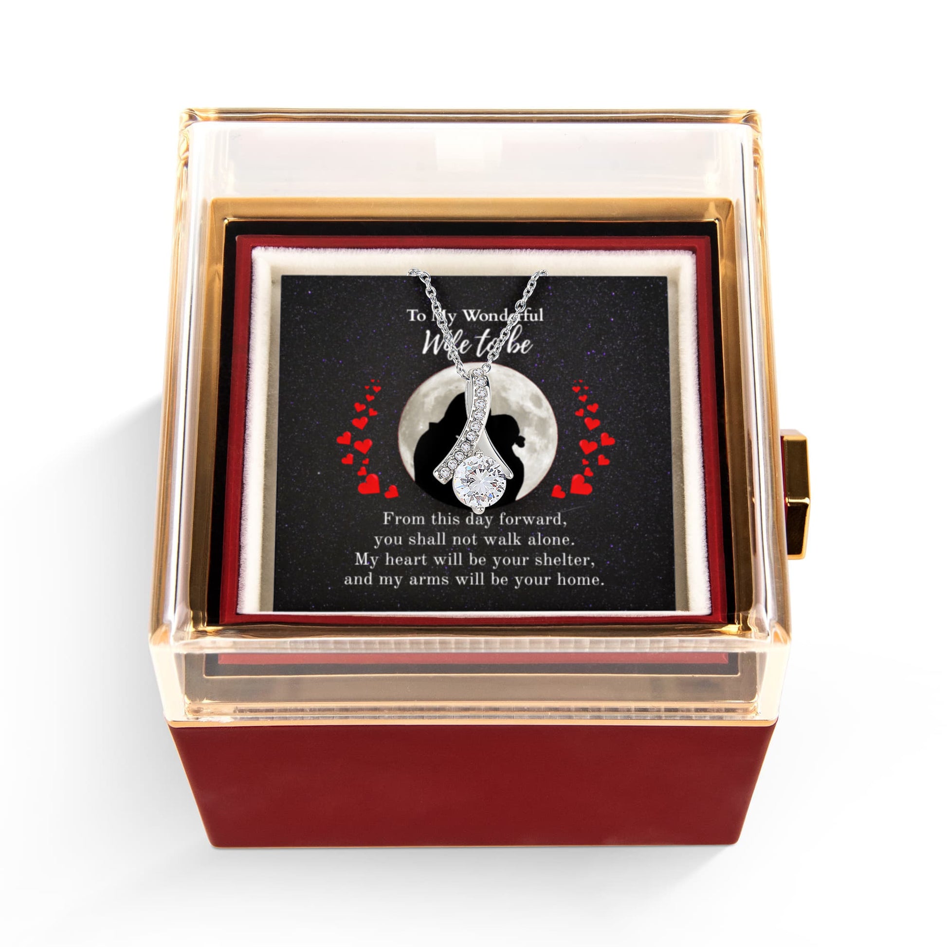 Shine On fulfillment-14K-white-gold-Alluring-Beauty-pendant-necklace-in-Rotating-Rose-Gift-Box-Wedding-Gift-for-Bride-from-Groom.

